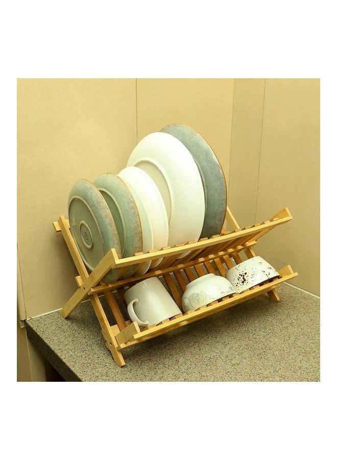 2 Tier Bamboo Dish Drying Rack Brown 30x1x45cm