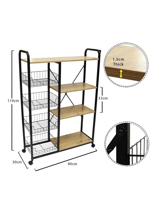 Kitchen Baker's Rack Food Trolley Beige 90 x 119 x 30cm