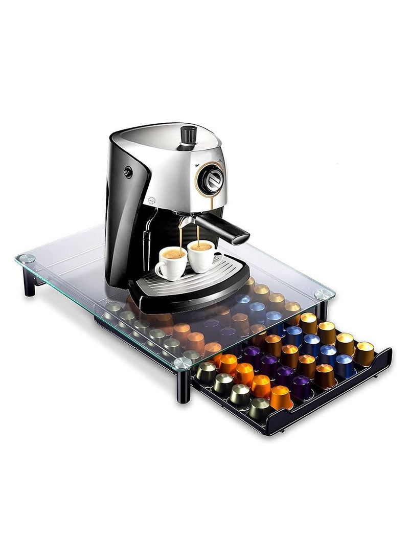 Coffee Pod Holder Drawer Storage Coffee Capsules Kitchen Organizer Compatible with 60 Capsules Black Color