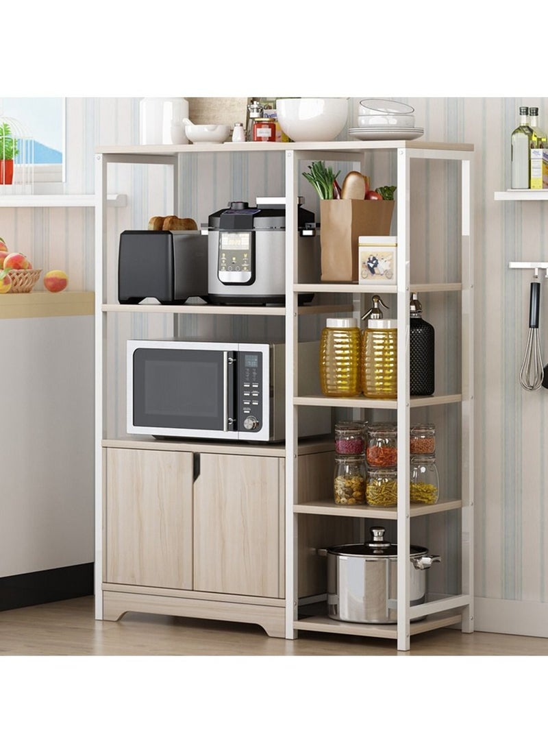 5-Tier Kitchen Storage Shelf Microwave Oven Stand Rack Spice Organizer with Storage Cabinet Large Storage Rack for Home Hotel Living Room Bathroom and Office