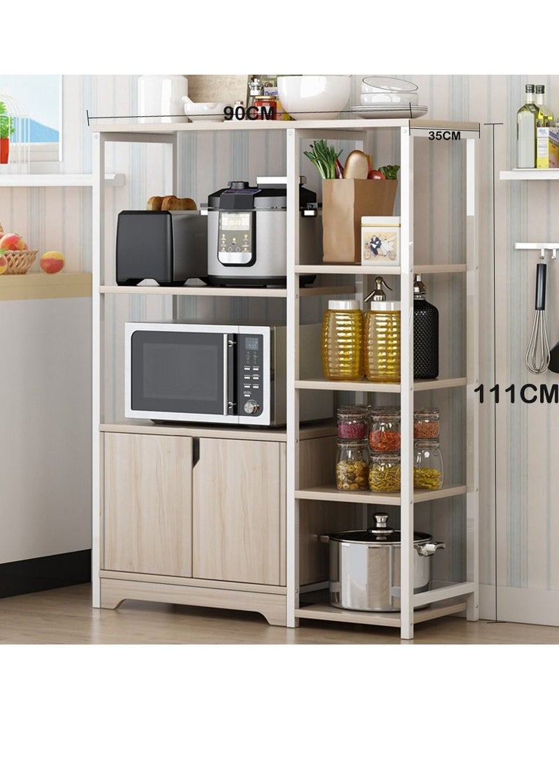 5-Tier Kitchen Storage Shelf Microwave Oven Stand Rack Spice Organizer with Storage Cabinet Large Storage Rack for Home Hotel Living Room Bathroom and Office