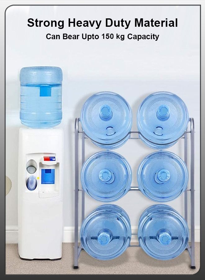 6 Bottles Storage Rack 3 Tier Reinforced Carbon Steel Heavy Duty 5-Gallon Water Cane Jug Holder Cooler Organizer Shelf For Home Kitchen Office Garages Restaurant Gym Stand Shelves