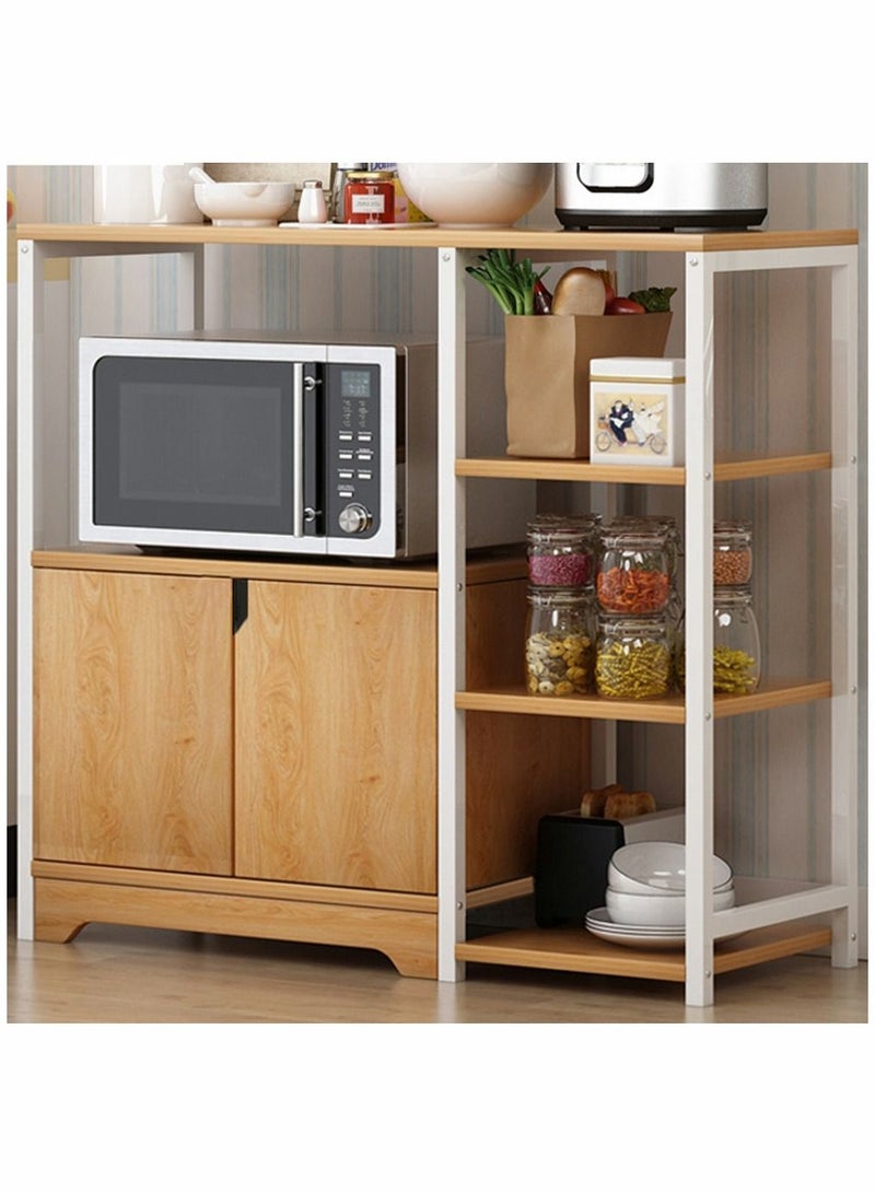 4-Tier Kitchen Storage Shelf Microwave Oven Stand Rack Spice Organizer with Storage Cabinet Large Storage Rack for Home Hotel Living Room Bathroom and Office