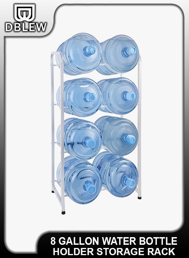 8 Bottles Storage Rack 4 Tier Reinforced Carbon Steel Heavy Duty 5-Gallon Water Cane Jug Holder Cooler Organizer Shelf For Home Kitchen Office Garages Restaurant Gym Stand Shelves