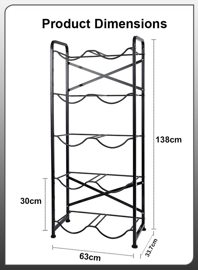 10 Bottles Storage Rack 5 Tier Reinforced Carbon Steel Heavy Duty 5-Gallon Water Cane Jug Holder Cooler Organizer Shelf For Home Kitchen Office Garages Restaurant Gym Stand Shelves