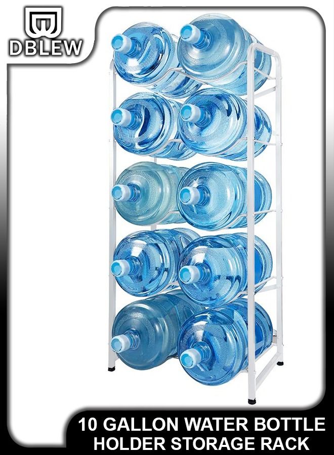 10 Bottles Storage Rack 5 Tier Reinforced Carbon Steel Heavy Duty 5-Gallon Water Cane Jug Holder Cooler Organizer Shelf For Home Kitchen Office Garages Restaurant Gym Stand Shelves