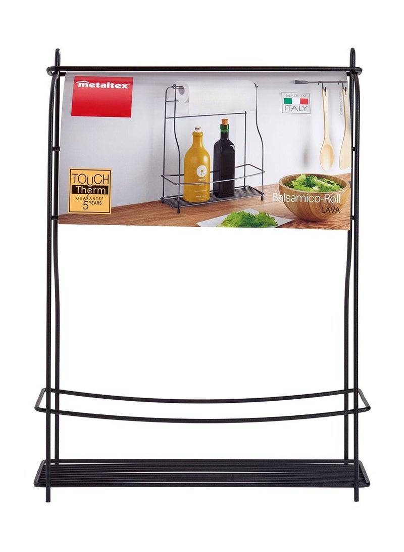 Stainless Steel Bottle Rack With Kitchen Roll Holder Lava