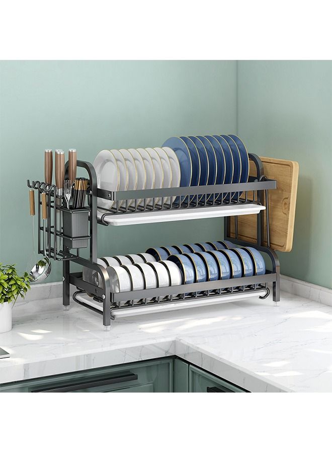 2 Tiers Dish Drying Stand with a Faucet Rack