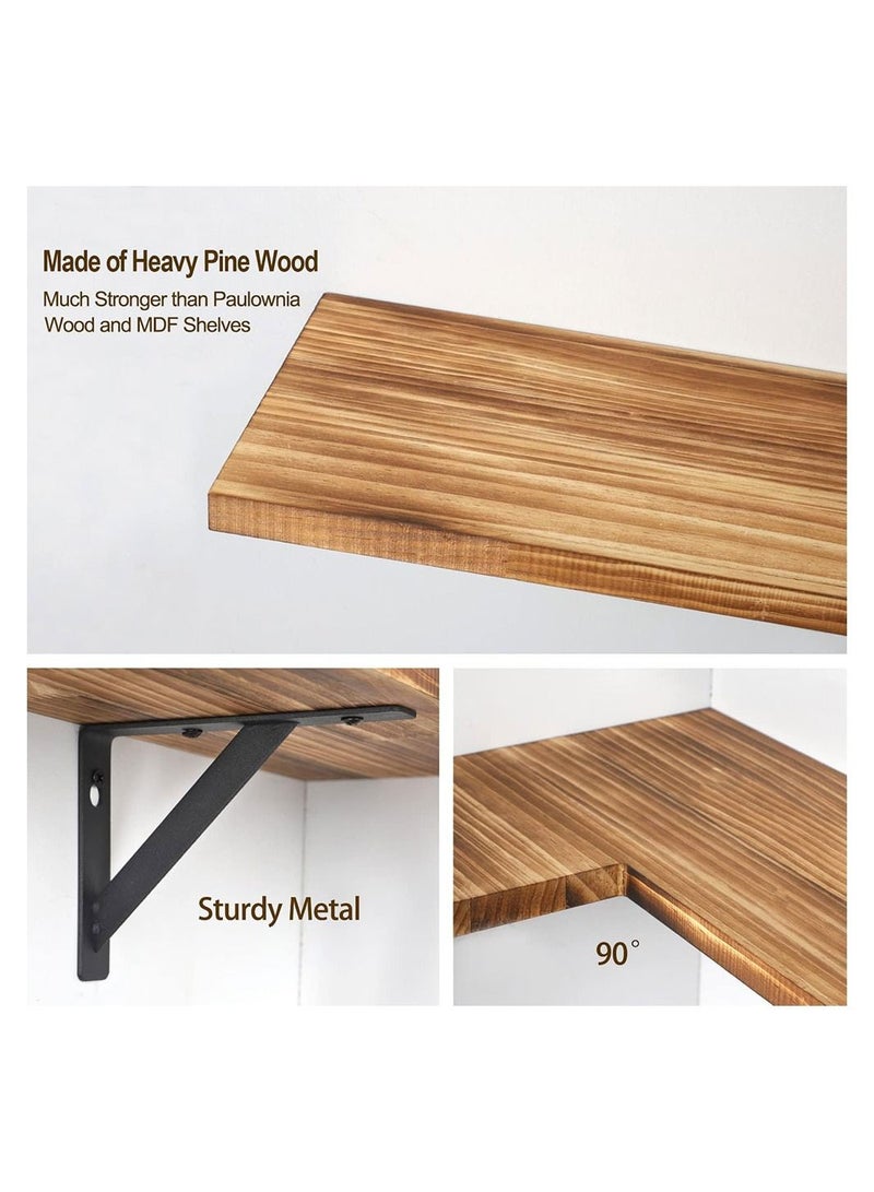 COOLBABY Corner Floating Shelves for Wall Set of 3 Rustic Wood Wall Shelves Storage Display Shelf Decor
