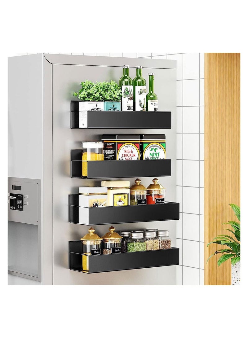 COOLBABY 4 Pack Kitchen Refrigerator Side Shelf Moveable Fridge Magnetic Spice Racks Punch Free Storage Rack
