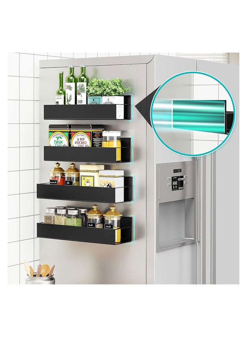 COOLBABY 4 Pack Kitchen Refrigerator Side Shelf Moveable Fridge Magnetic Spice Racks Punch Free Storage Rack