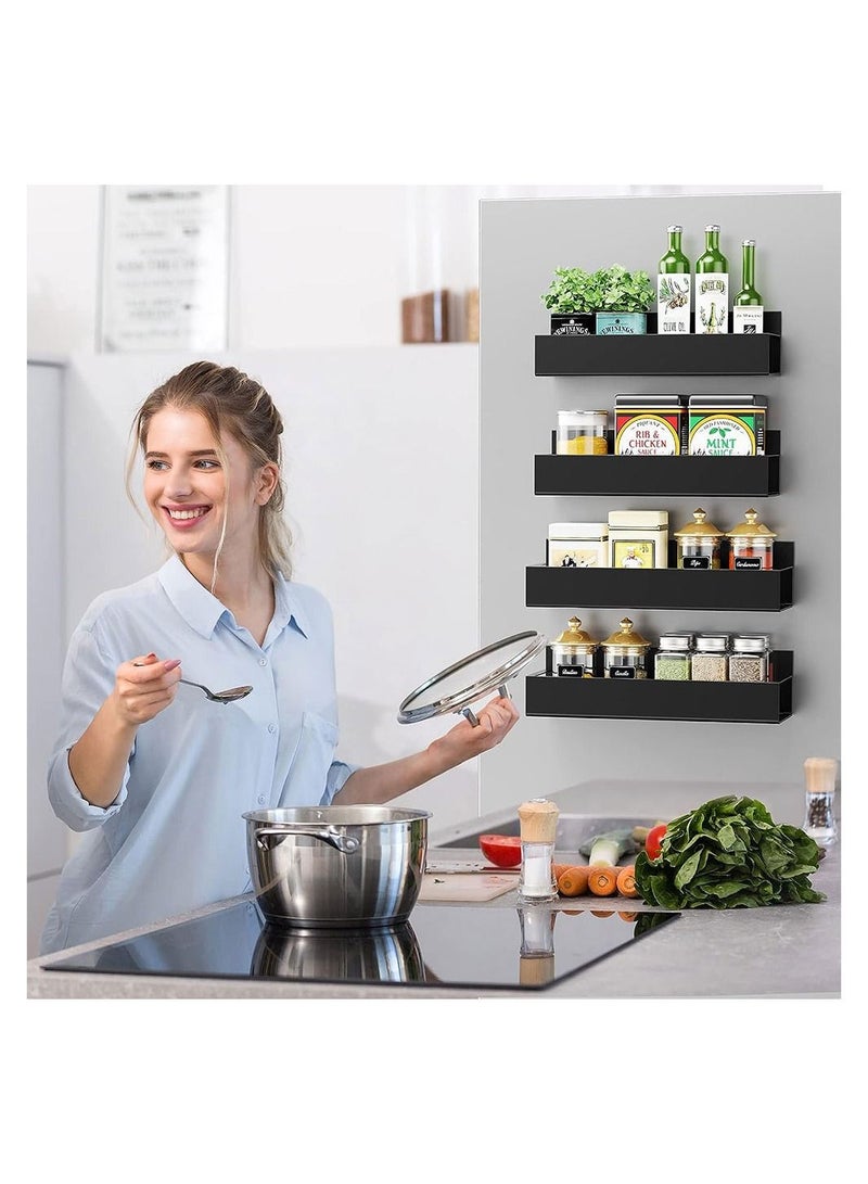 COOLBABY 4 Pack Kitchen Refrigerator Side Shelf Moveable Fridge Magnetic Spice Racks Punch Free Storage Rack