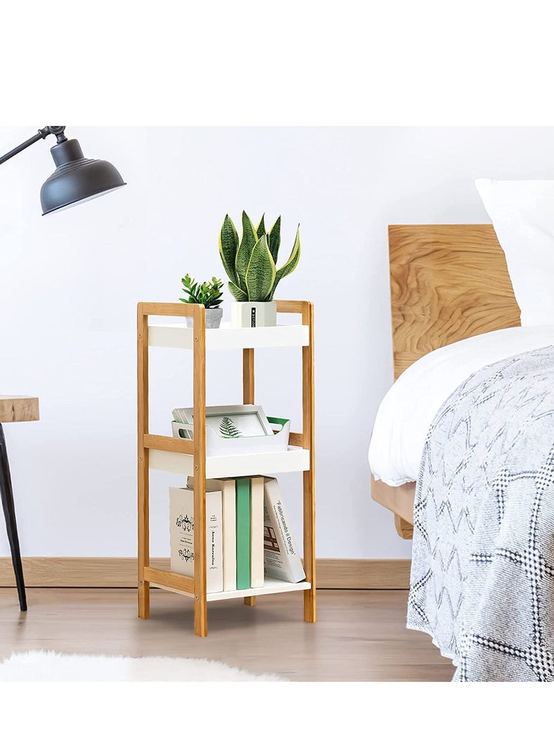 Multipurpose Bathroom Storage Organizer Rack Shelf Bamboo Stand Flowers Rack Plants Stand Wooden Bookcase Multifunctional Storage Rack Shelving Unit For Office Living Room Kitchen
