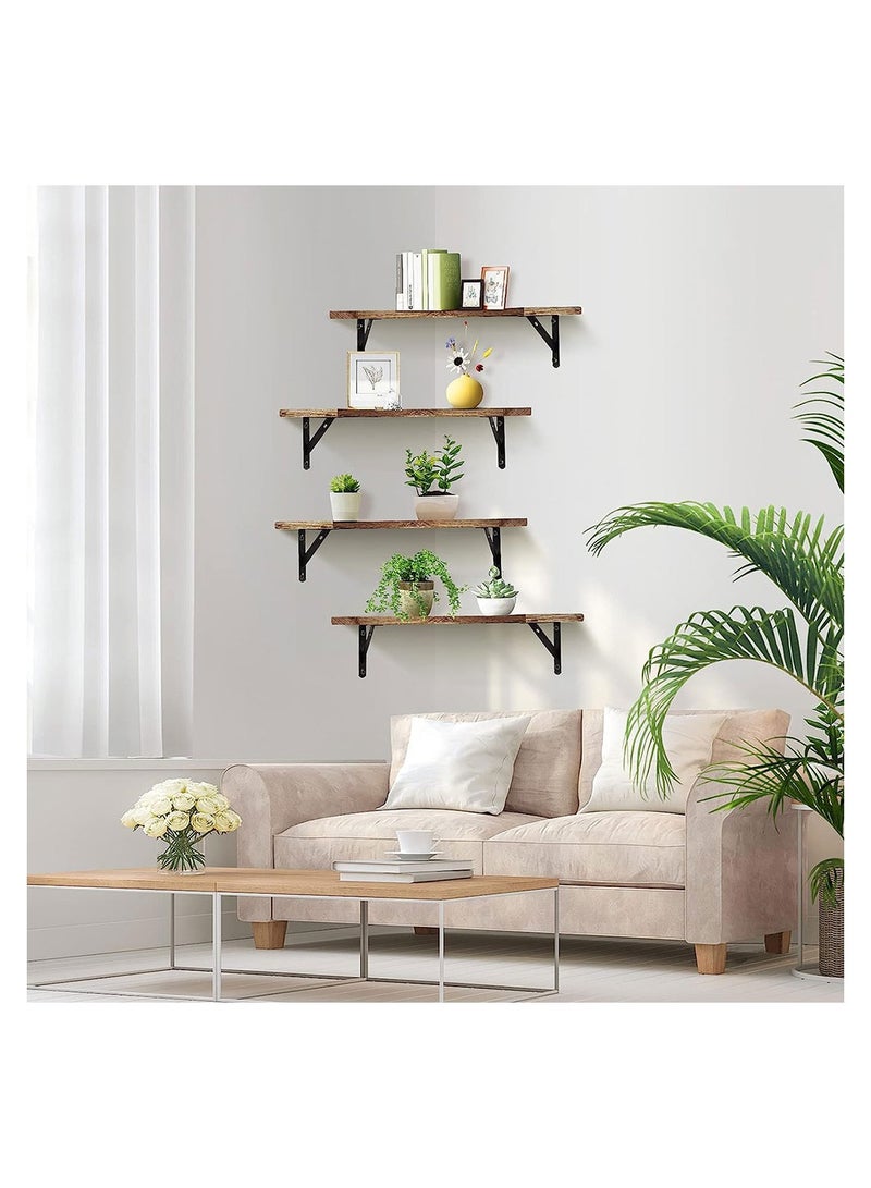 COOLBABY Corner Floating Shelves for Wall Set of 4 Rustic Wood Wall Shelves Storage Display Shelf Decor