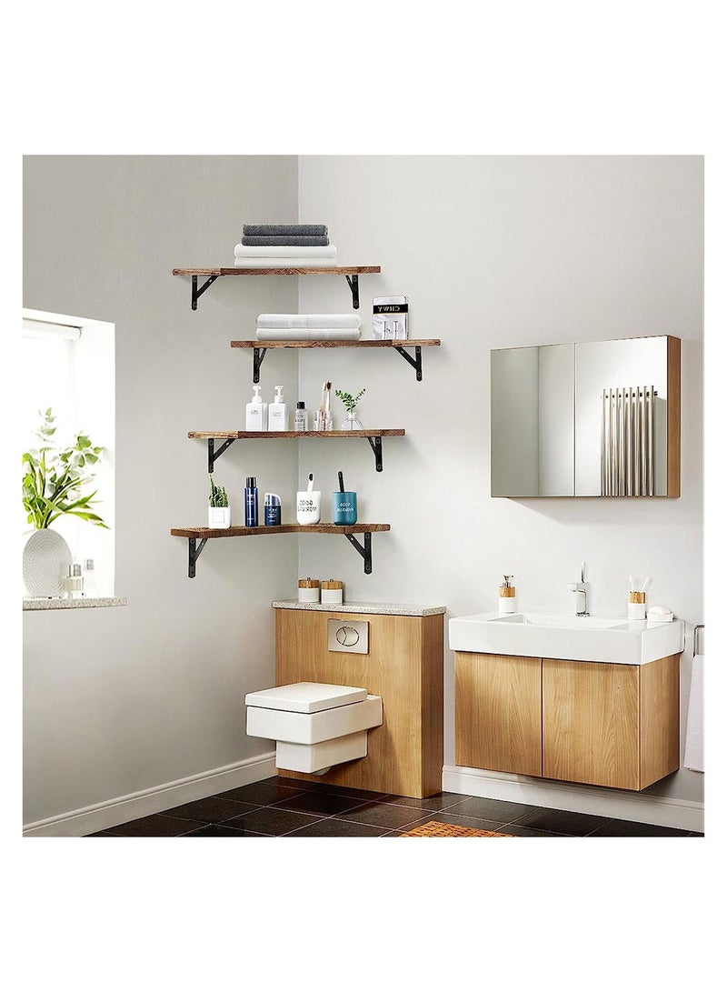 COOLBABY Corner Floating Shelves for Wall Set of 4 Rustic Wood Wall Shelves Storage Display Shelf Decor
