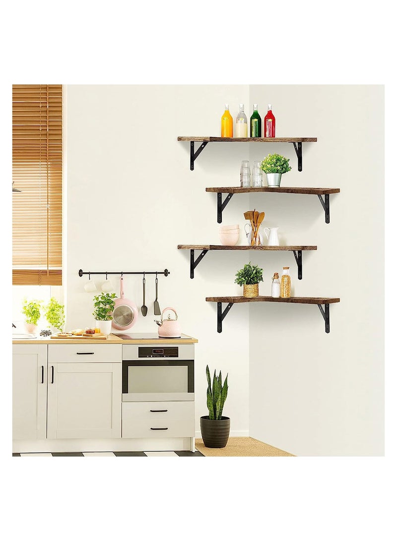 COOLBABY Corner Floating Shelves for Wall Set of 4 Rustic Wood Wall Shelves Storage Display Shelf Decor