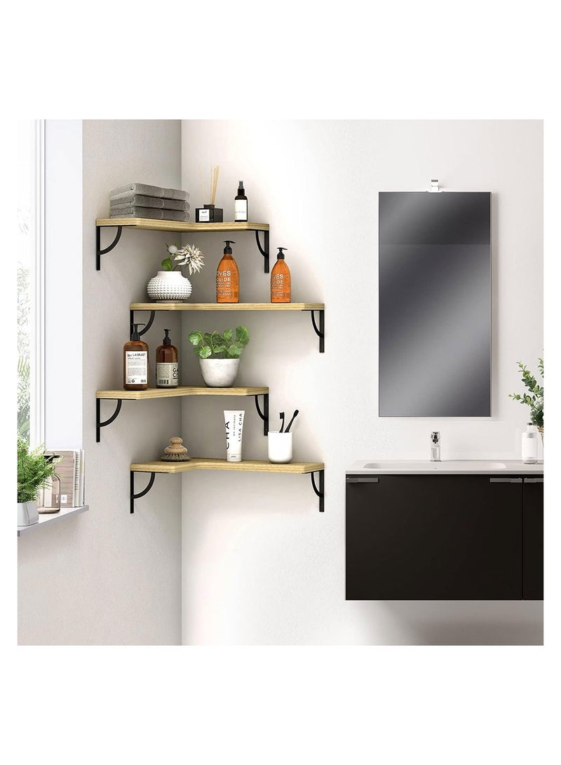 COOLBABY Corner Floating Shelves for Wall Set of 4 Rustic Wood Wall Shelves Storage Display Shelf Decor