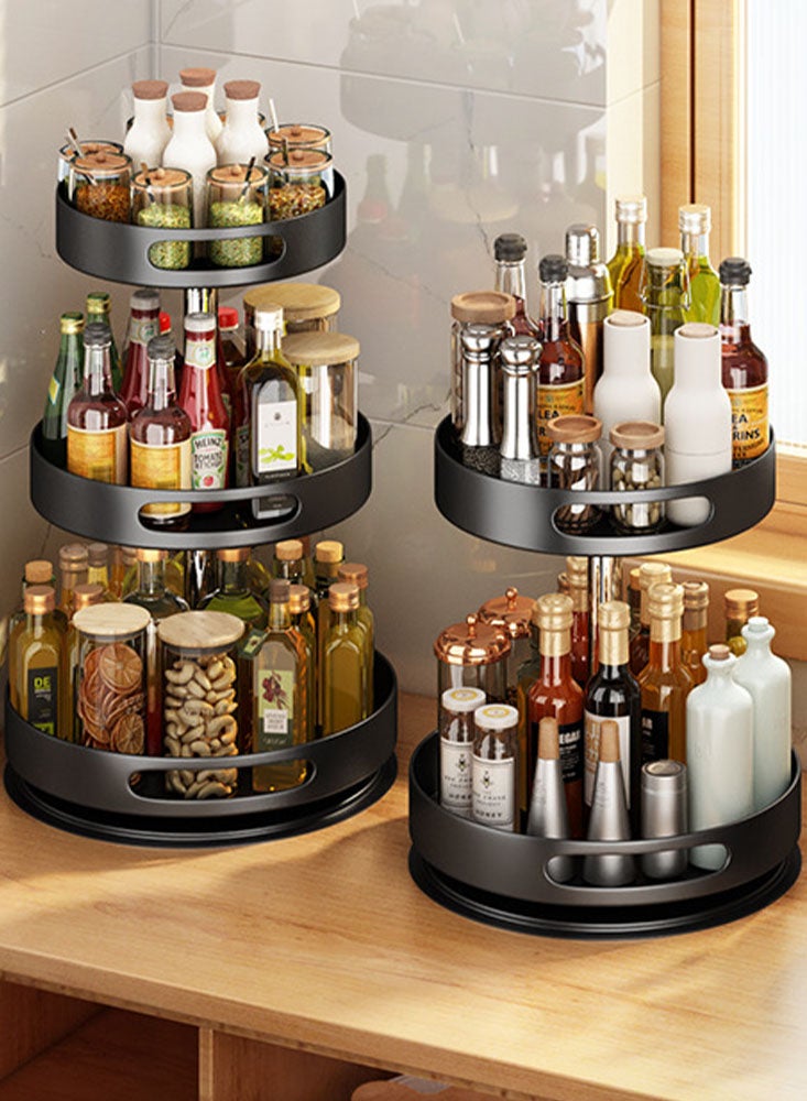 Rotating Kitchen Spice Rack - Multi-Functional with Round Corner Seasoning and Condiments Organizer for Kitchen and Home Space Saving