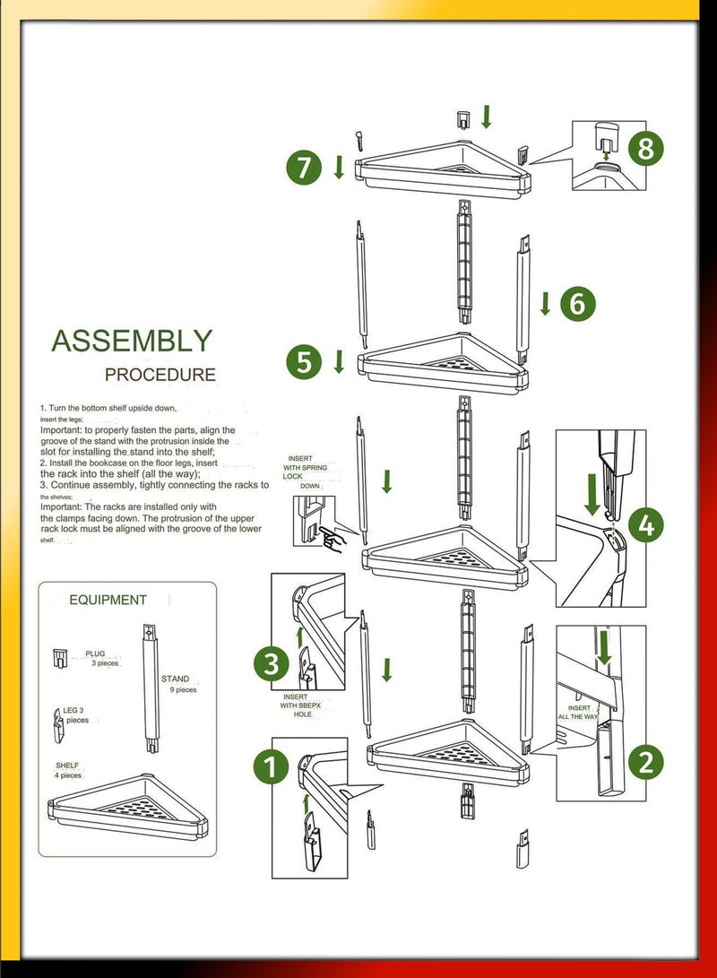 4 Tier Vesken Shower Caddy Corner Rack Triangular Design Storage Shelf For Kitchen Bathroom Living Room Bedroom Laundry Room Toilet Pantry Study Books Office Organizer Layer Plastic Shelves