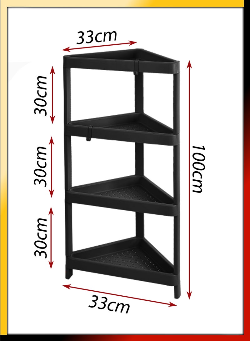 4 Tier Vesken Shower Caddy Corner Rack Triangular Design Storage Shelf For Kitchen Bathroom Living Room Bedroom Laundry Room Toilet Pantry Study Books Office Organizer Layer Plastic Shelves