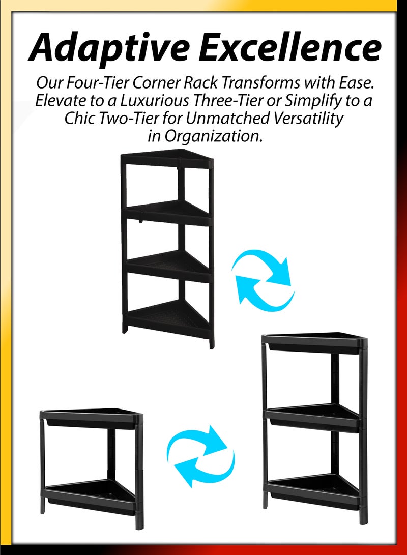 4 Tier Vesken Shower Caddy Corner Rack Triangular Design Storage Shelf For Kitchen Bathroom Living Room Bedroom Laundry Room Toilet Pantry Study Books Office Organizer Layer Plastic Shelves