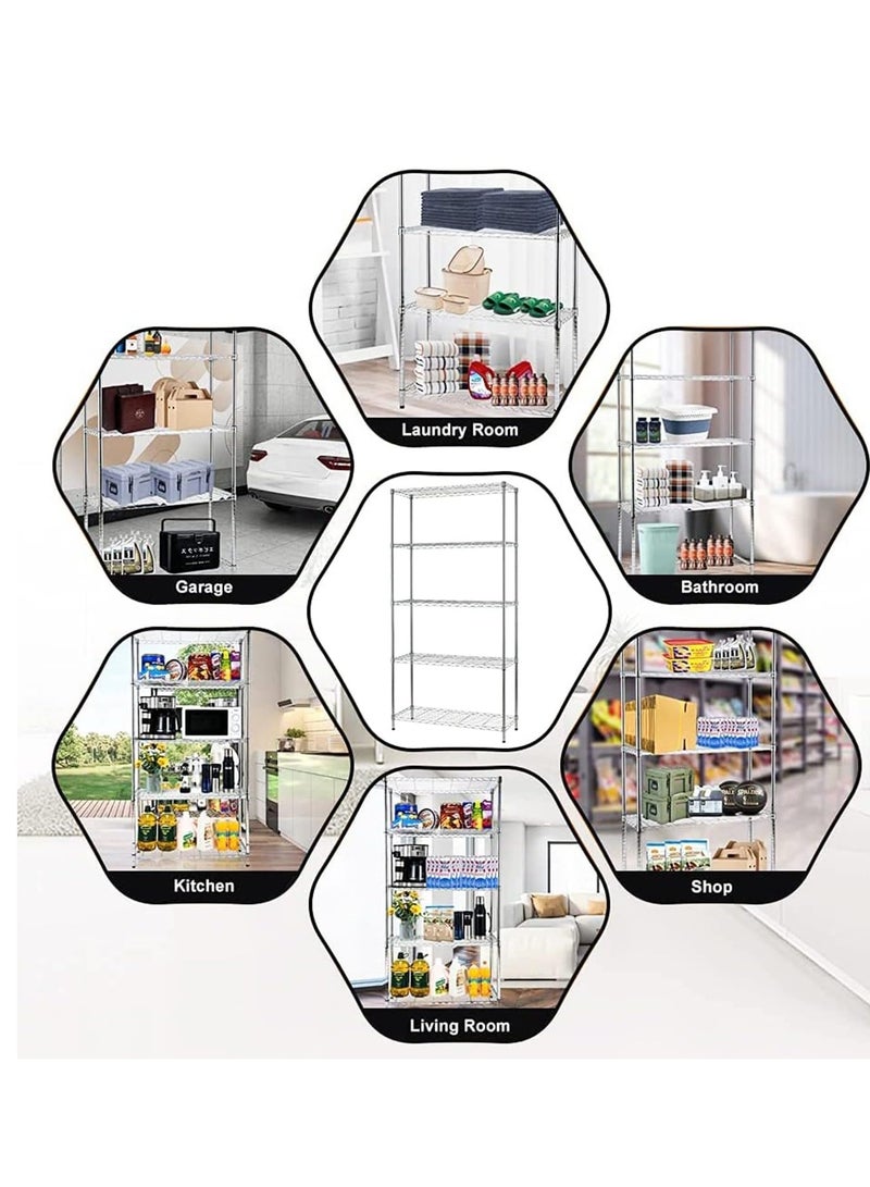 5-Layer Storage Rack, Without Wheels, Large Capacity, Used In A Variety Of Places, Black