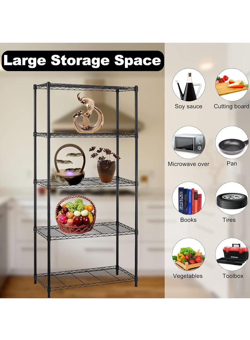 5-Layer Storage Rack, Without Wheels, Large Capacity, Used In A Variety Of Places, Black