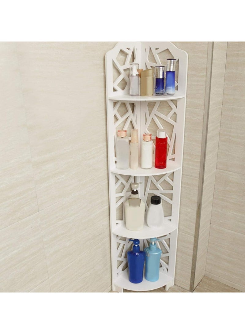 Corner Shelf Bathroom Storage Organizer Bathroom Corner Stand White 18x100x18cm