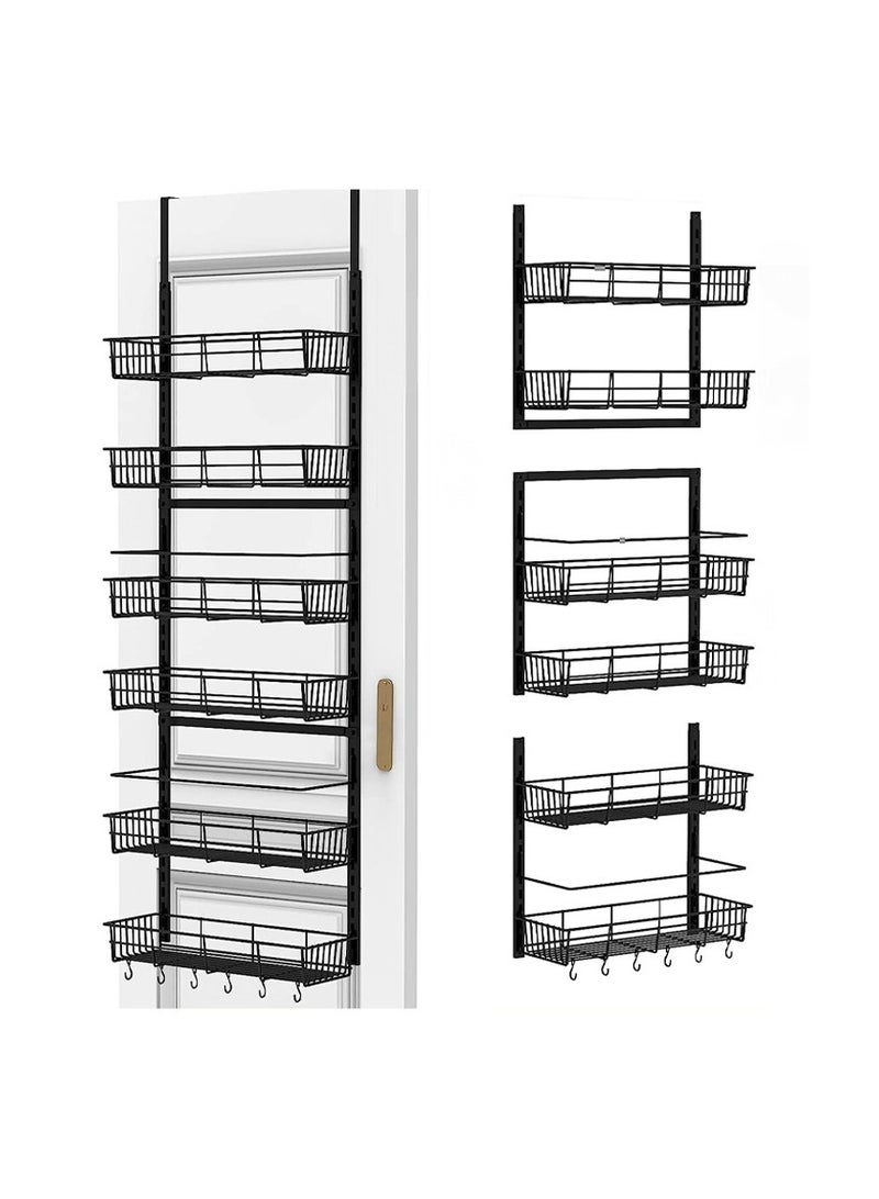 COOLBABY Over The Door Pantry Organizer Multi Layer Storage Rack Heavy Duty Metal Pantry Door Organizer with 6 Baskets