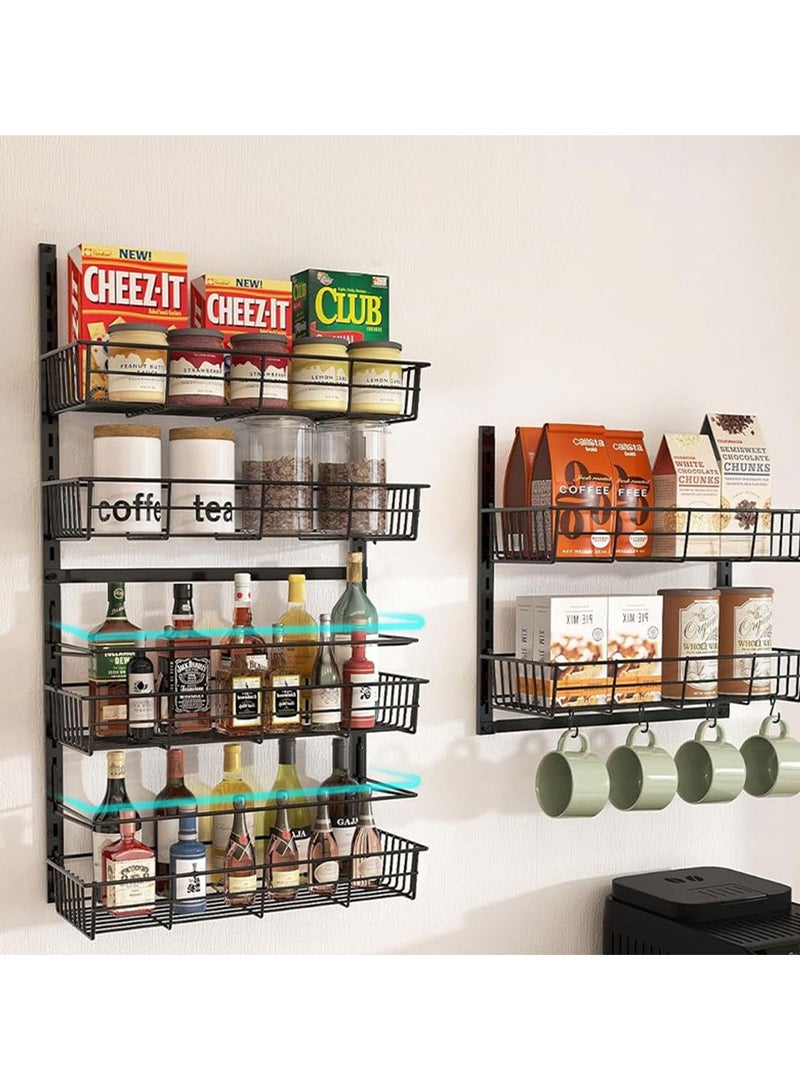 COOLBABY Over The Door Pantry Organizer Multi Layer Storage Rack Heavy Duty Metal Pantry Door Organizer with 6 Baskets