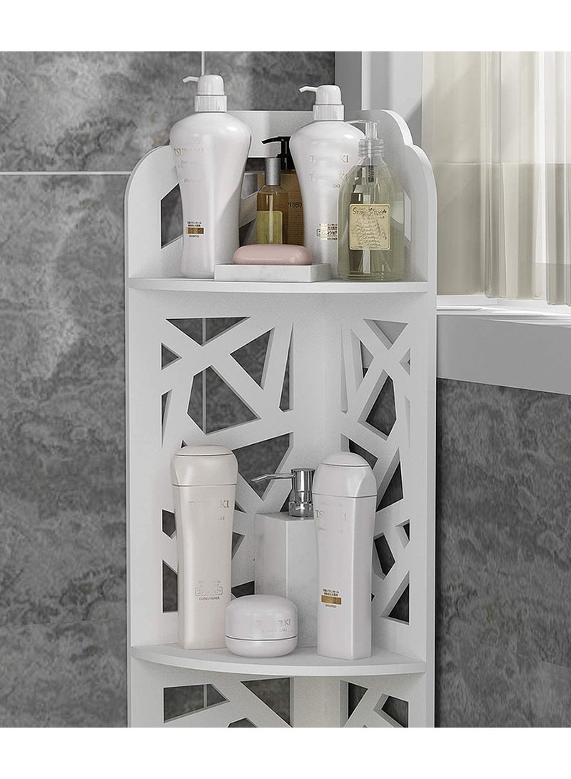 Corner Shelf Bathroom Corner Rack Shelves Stand Bathroom Organizer Waterproof Towel Holder Sink Organizer Multipurpose Shelving Corner Floor Cabinet White