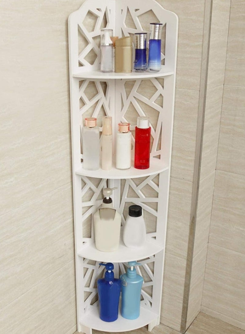 Corner Shelf Bathroom Corner Rack Shelves Stand Bathroom Organizer Waterproof Towel Holder Sink Organizer Multipurpose Shelving Corner Floor Cabinet White