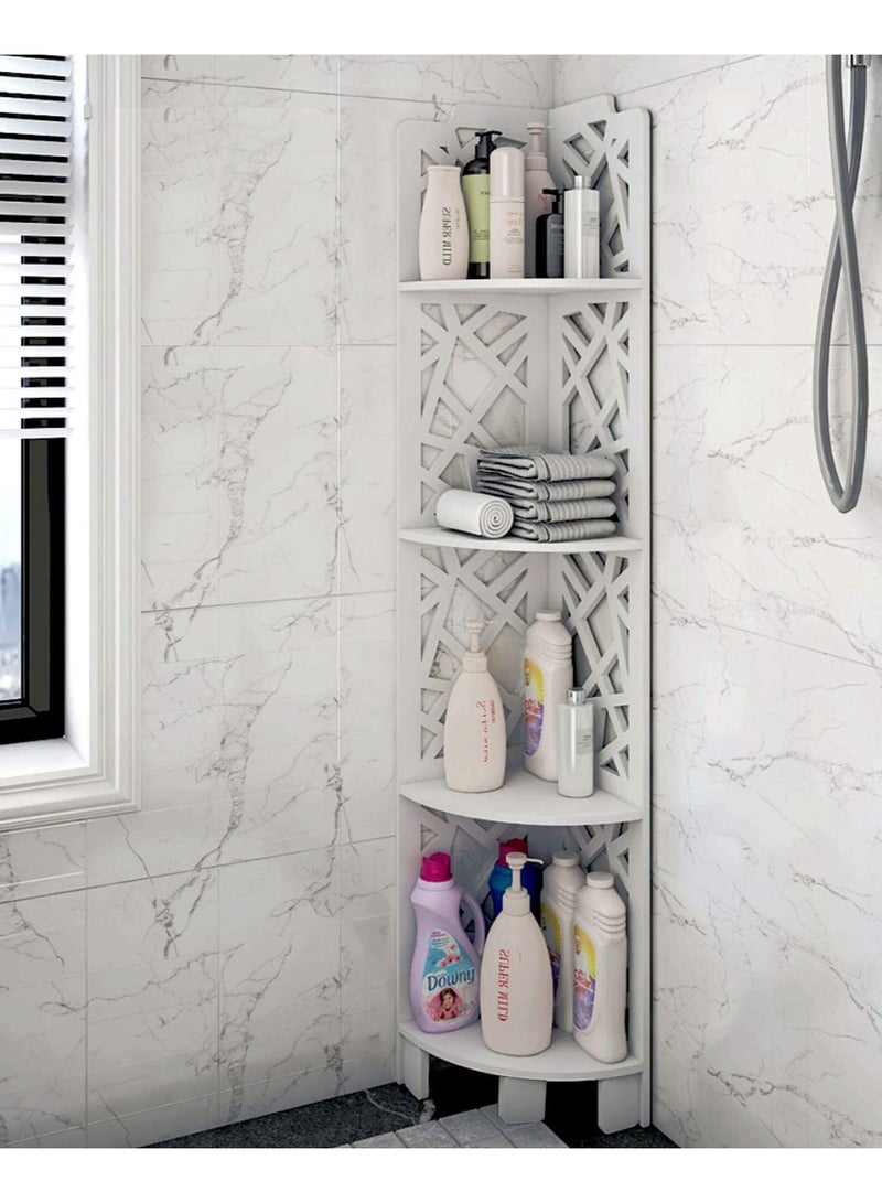 Corner Shelf Bathroom Corner Rack Shelves Stand Bathroom Organizer Waterproof Towel Holder Sink Organizer Multipurpose Shelving Corner Floor Cabinet White