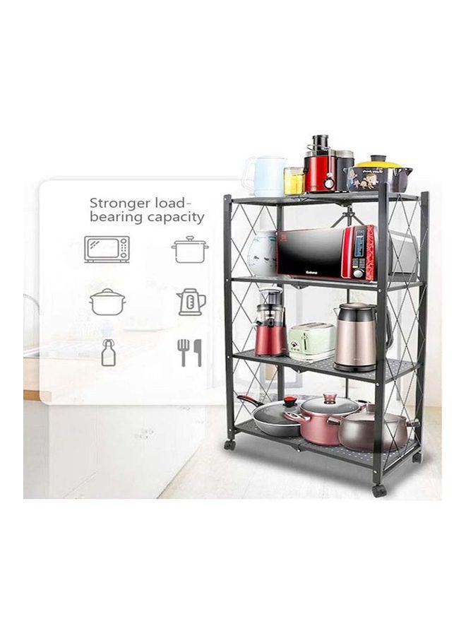 Foldable Storage Shelves 4 Tier, Storage Racks Kitchen Cabinet, Shelf Storage Multipurpose Rack for Living Room Bedroom Kitchen Garage Easy Assembly Black 4-shelf