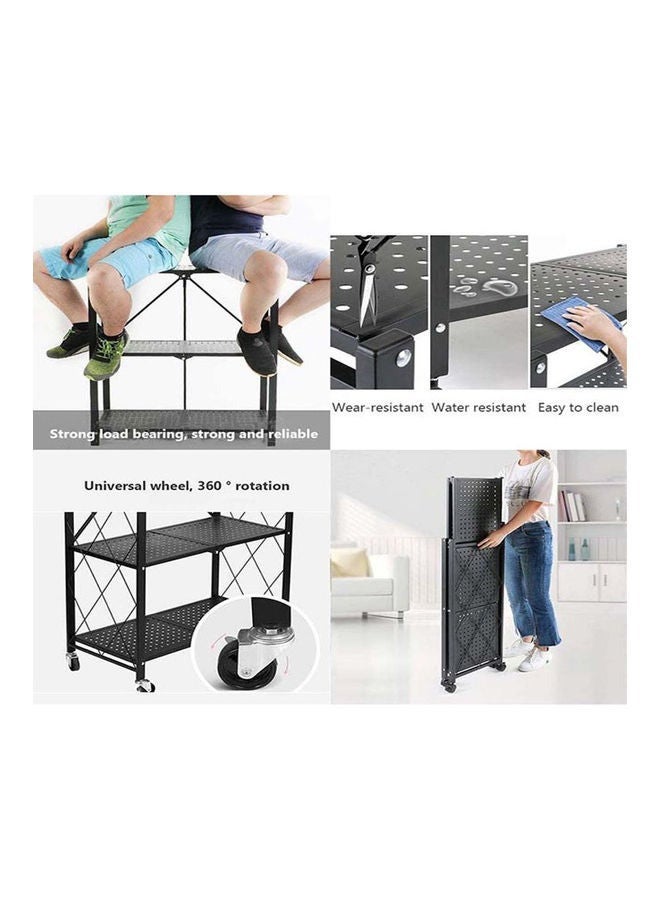 Foldable Storage Shelves 4 Tier, Storage Racks Kitchen Cabinet, Shelf Storage Multipurpose Rack for Living Room Bedroom Kitchen Garage Easy Assembly Black 4-shelf