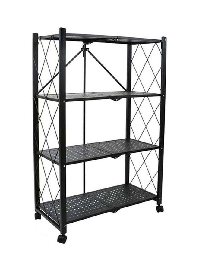 Foldable Storage Shelves 4 Tier, Storage Racks Kitchen Cabinet, Shelf Storage Multipurpose Rack for Living Room Bedroom Kitchen Garage Easy Assembly Black 4-shelf