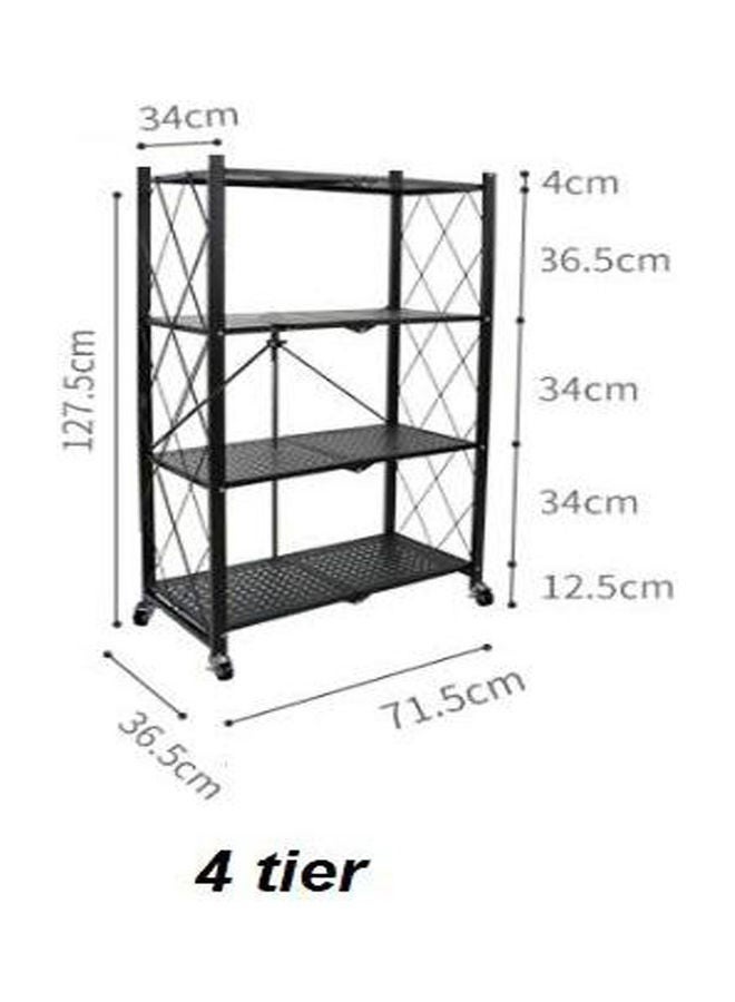 Foldable Storage Shelves 4 Tier, Storage Racks Kitchen Cabinet, Shelf Storage Multipurpose Rack for Living Room Bedroom Kitchen Garage Easy Assembly Black 4-shelf