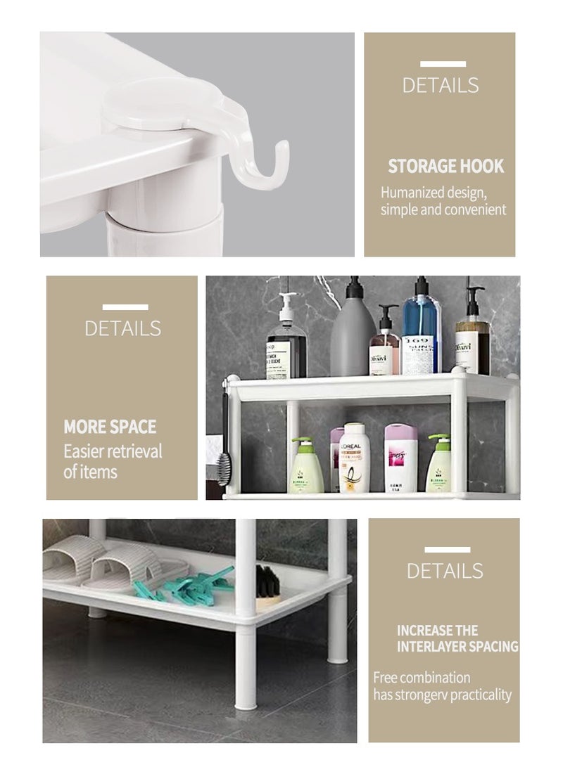 4 Tier Storage Rack, Plastic Shelf, Floor Shelf, Kitchen, Bathroom Storage, Office Storage Shelf