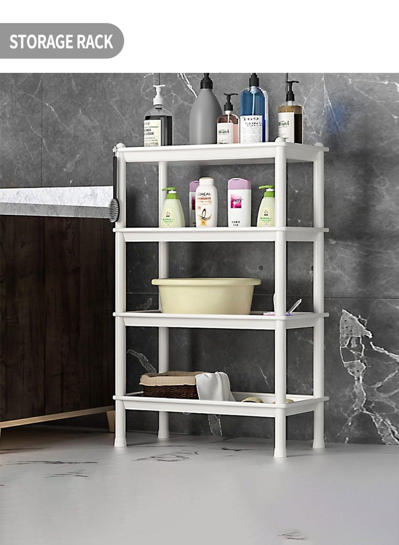 4 Tier Storage Rack, Plastic Shelf, Floor Shelf, Kitchen, Bathroom Storage, Office Storage Shelf