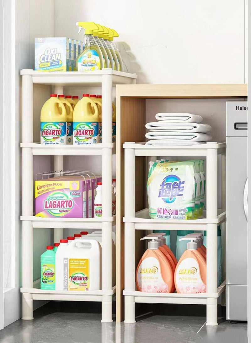 4 Tier Storage Rack, Plastic Shelf, Floor Shelf, Kitchen, Bathroom Storage, Office Storage Shelf