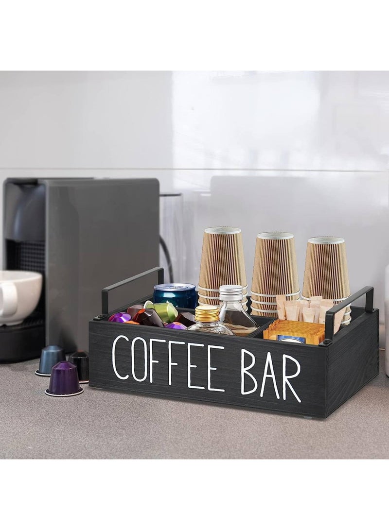 Coffee Station Organizer Wooden Coffee Bar Accessories Coffee Pod Holder Storage Basket Countertop Coffee Organizer Station For K Cup Holder