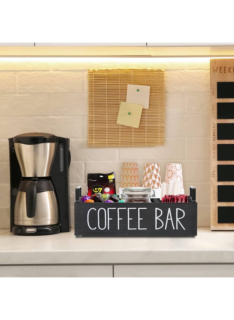 Coffee Station Organizer Wooden Coffee Bar Accessories Coffee Pod Holder Storage Basket Countertop Coffee Organizer Station For K Cup Holder