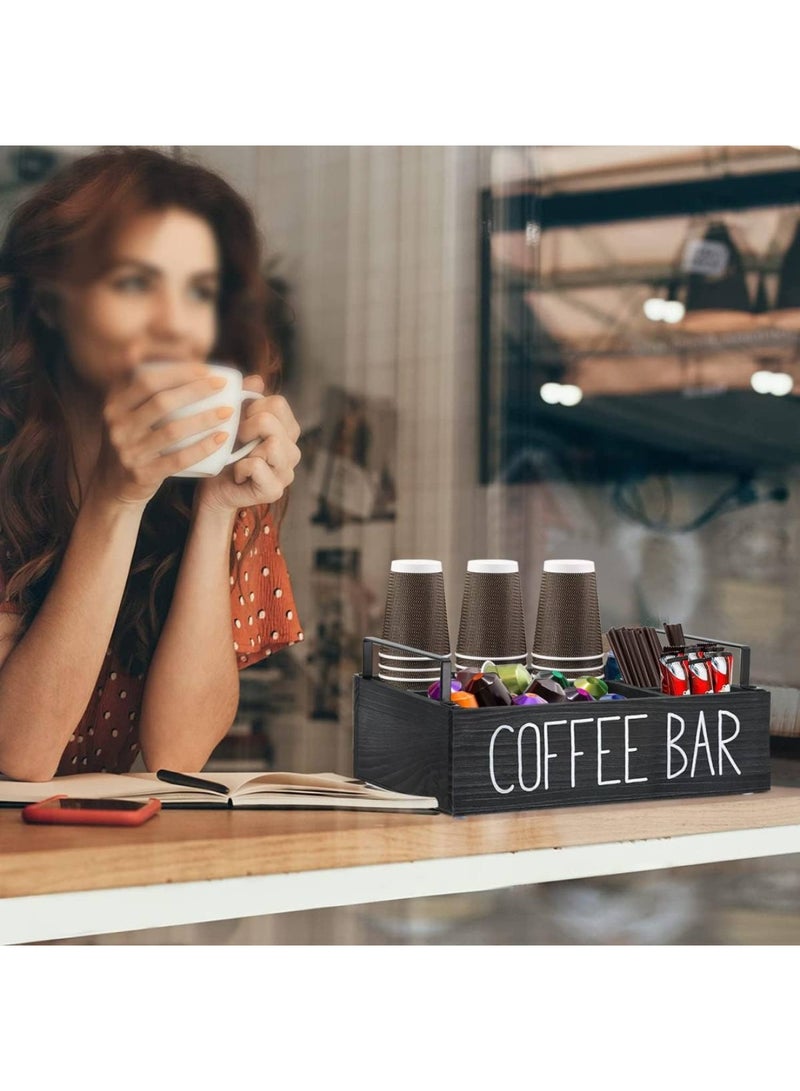 Coffee Station Organizer Wooden Coffee Bar Accessories Coffee Pod Holder Storage Basket Countertop Coffee Organizer Station For K Cup Holder