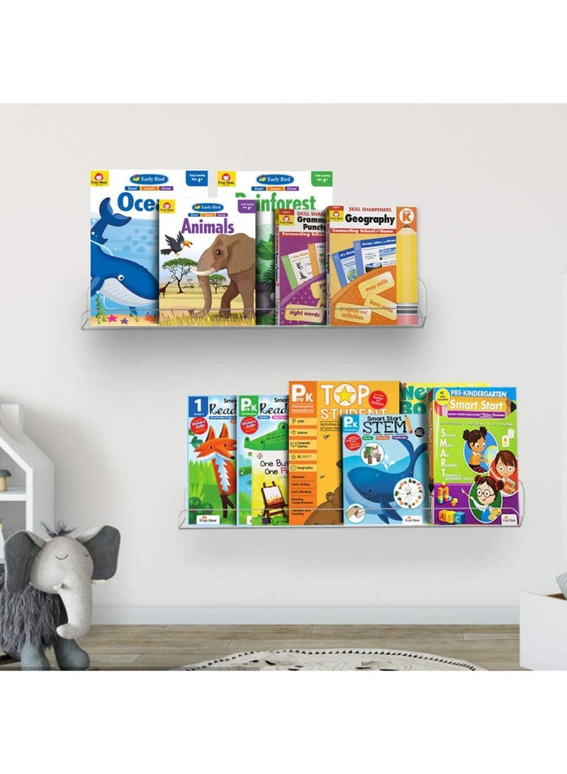 Clear Acrylic Shelf 15 Invisible Floating Wall Ledge Bookshelf Kids Book Display Shelves Wall Mounted 15 Inch 6Pack