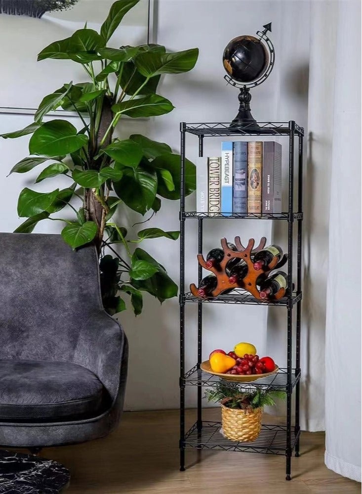 4-Tiers Carbon Steel Shelf Shelving Storage Unit Rack Storage Organizer Black 55x30x150 cm