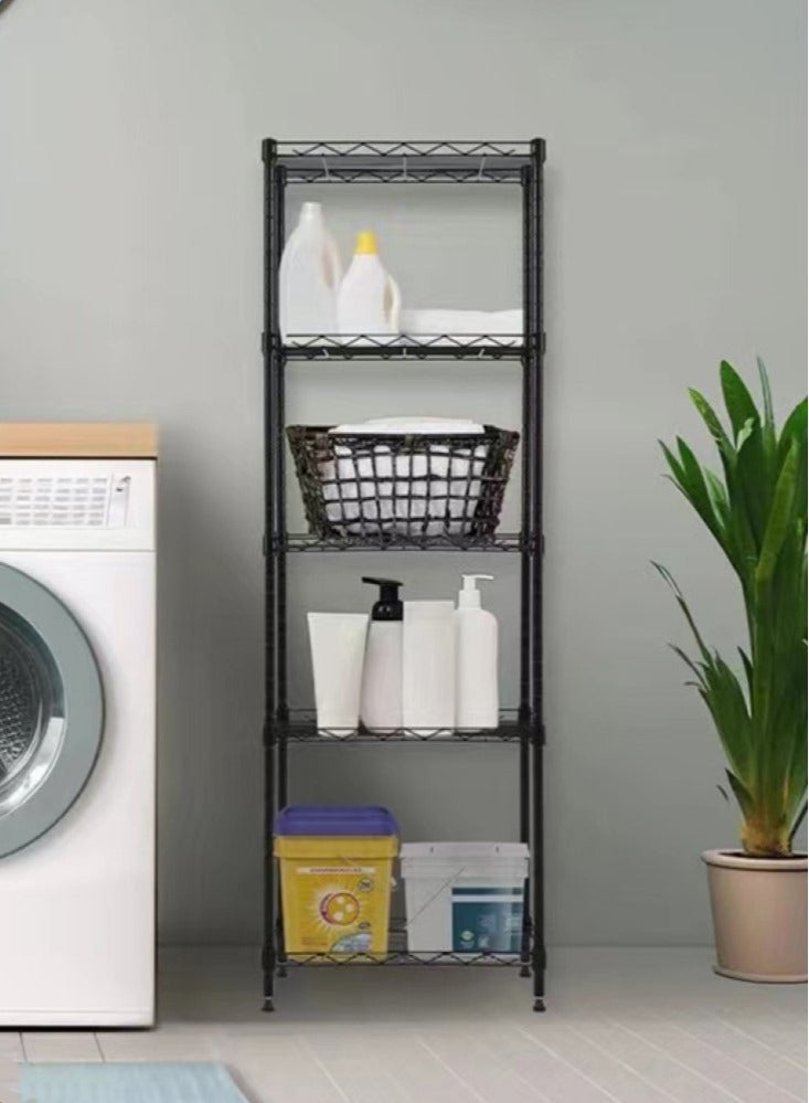 4-Tiers Carbon Steel Shelf Shelving Storage Unit Rack Storage Organizer Black 55x30x150 cm