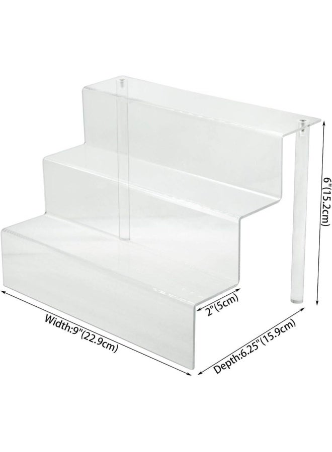 3 Steps Acrylic Riser Display Shelf For Amiibo Funko Pops Figures Clear 9 Inches W By 6.25 Inches