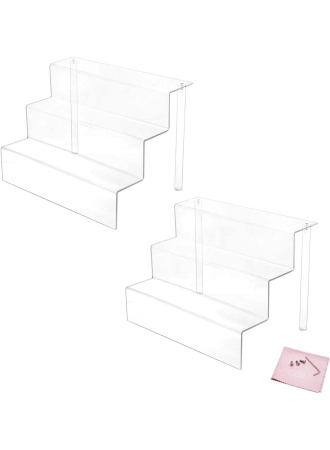 3 Steps Acrylic Riser Display Shelf For Amiibo Funko Pops Figures Clear 9 Inches W By 6.25 Inches