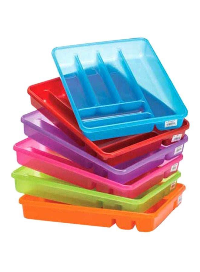 6-Piece Large Compartment Cutlery Tray Blue/Green/Orange 6.1x40.2x30.3cm