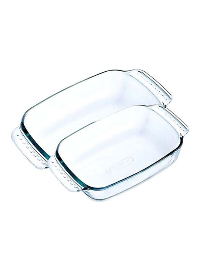 2-Piece Clasic Rectangular Tray Set Clear Large - 38x25, Small - 34x22